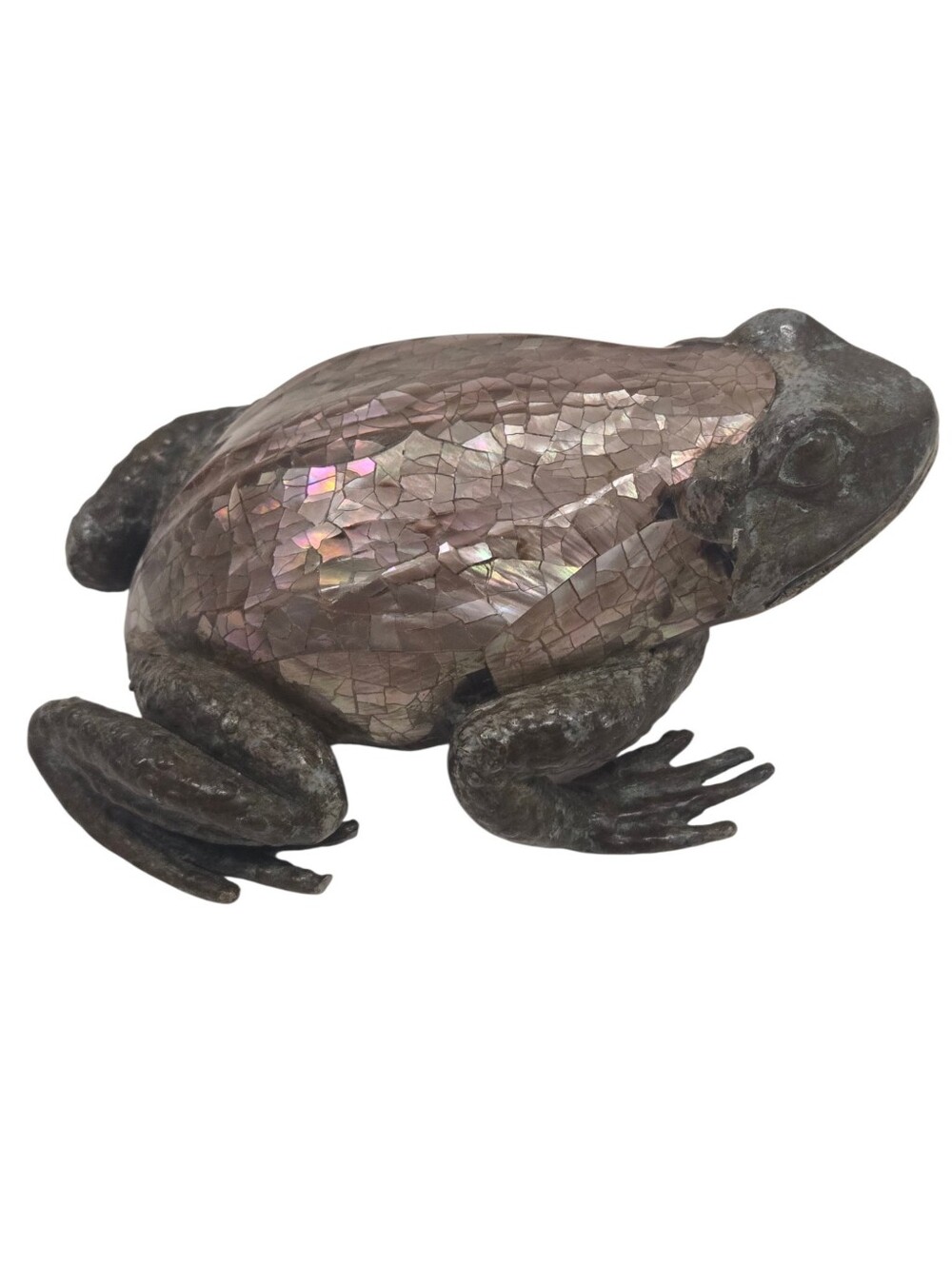 Maitland-Smith Mother Of Pearl Mosaic Frog Figurine 6x4